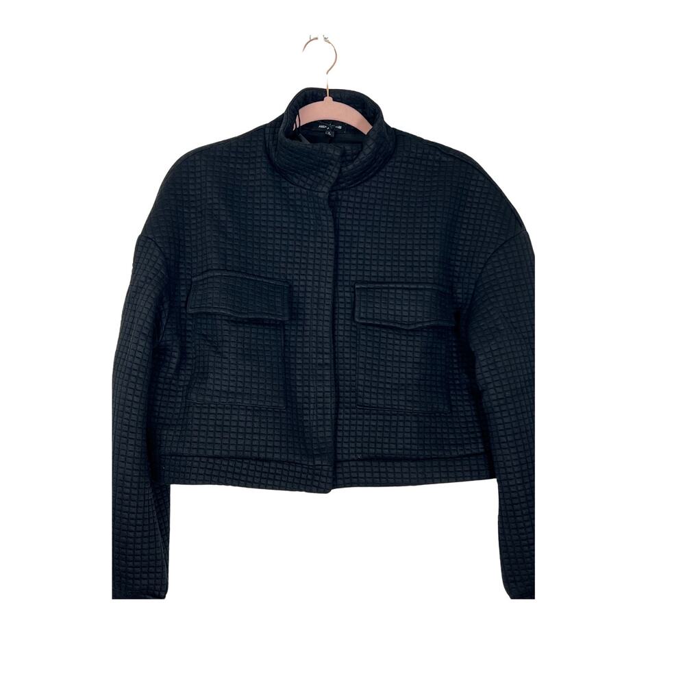 NWT Area Stars Black Nila Casual Cropped Textured Quilted Utility Jacket Size XS